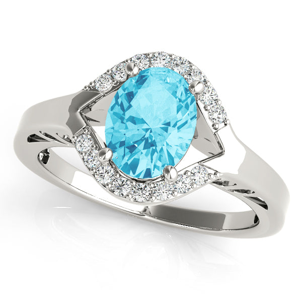 14K White Gold Diamond Oval Fashion Ring