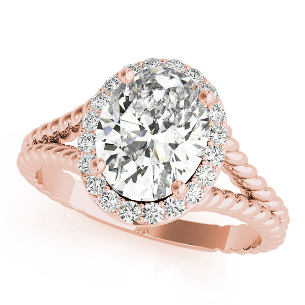 18K Rose Gold 1 ct tw Halo Diamond Engagement Ring