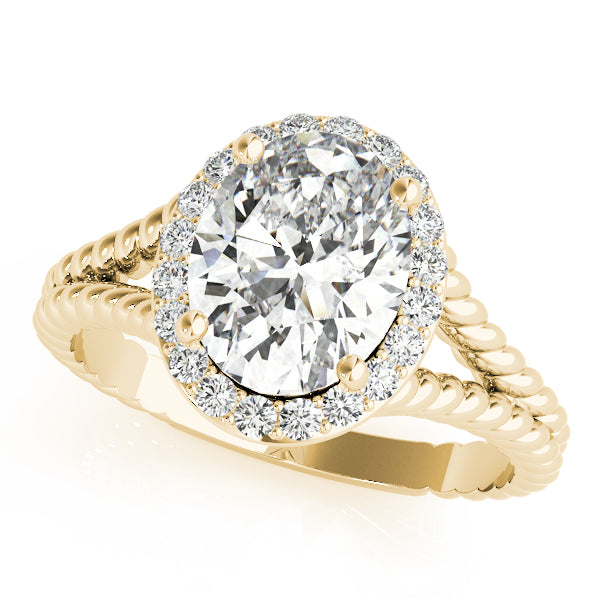 18K Yellow Gold 1 ct tw Halo Diamond Engagement Ring
