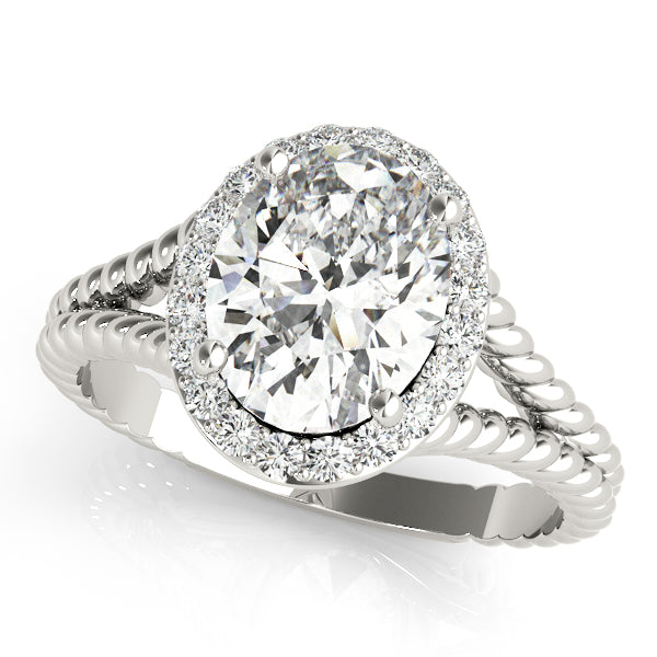 14K White Gold 1 ct tw Halo Diamond Engagement Ring