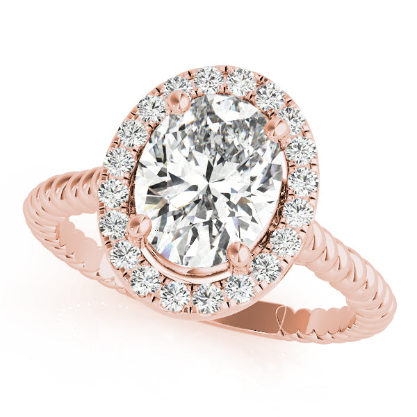 14K Rose Gold 1 ct tw Halo Diamond Engagement Ring