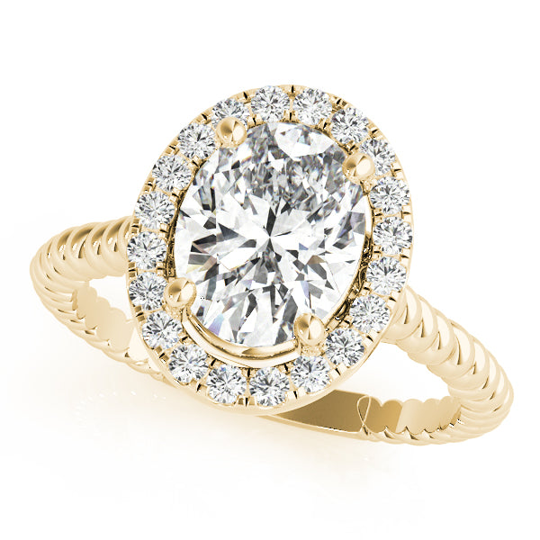 18K Yellow Gold 1 ct tw Halo Diamond Engagement Ring