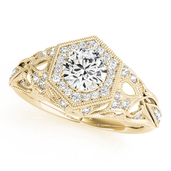 14K Yellow Gold 1.33ctw Diamond Halo Engagement Ring