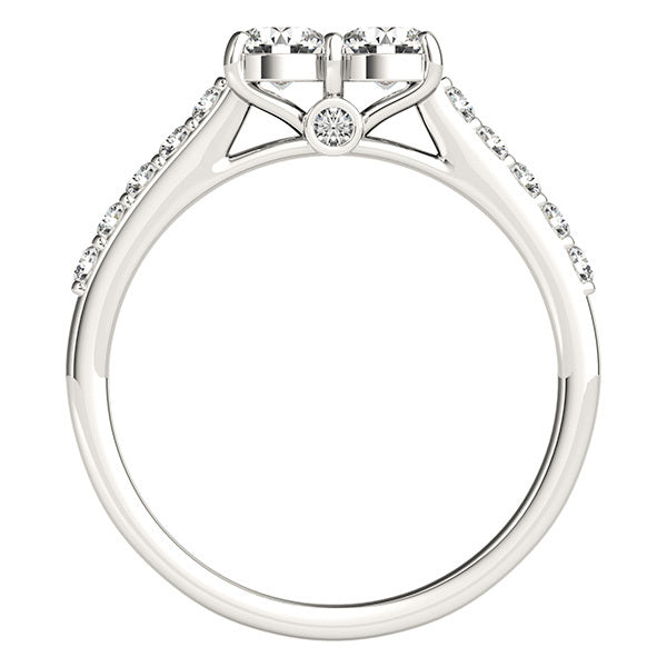14K White Gold Round Diamond Two-Stone Ring