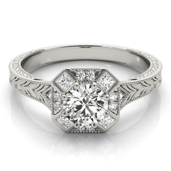18K White Gold 1.25 ctw Diamond Halo Engagement Ring
