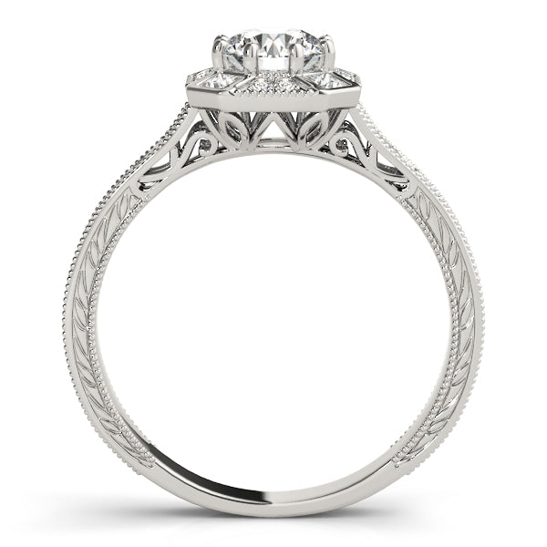 Platinum 1.04 ctw Round Diamond Halo Engagement Ring