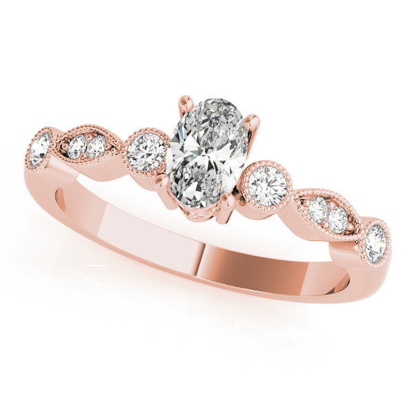 18K Rose Gold Oval Diamond Ring