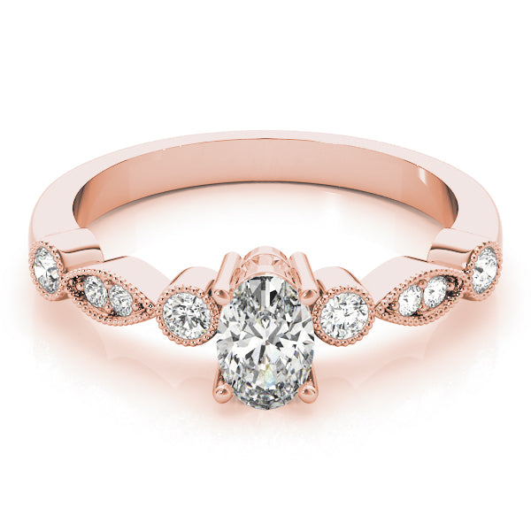 18K Rose Gold Oval Diamond Ring