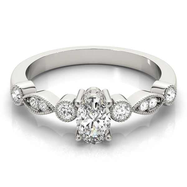 14K White Gold Diamond Oval Fashion Ring