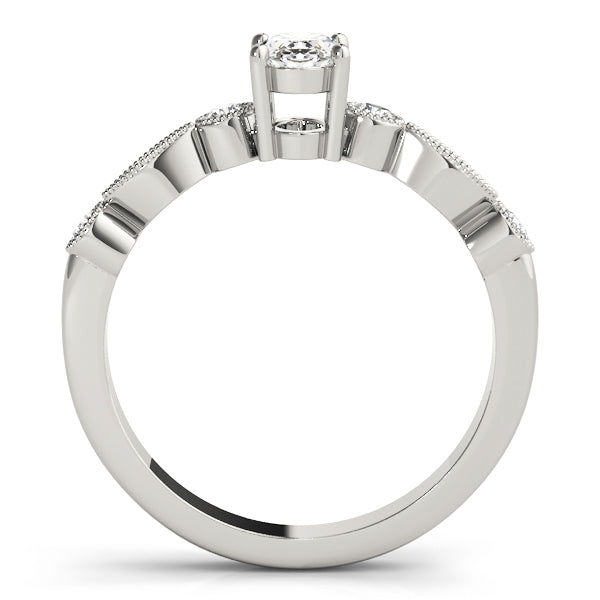 14K White Gold Diamond Oval Fashion Ring