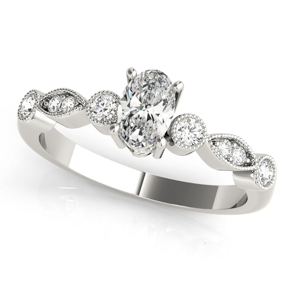 14K White Gold Diamond Oval Fashion Ring