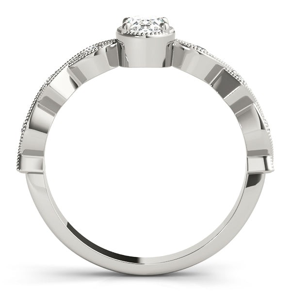 14K White Gold Oval Diamond Engagement Ring