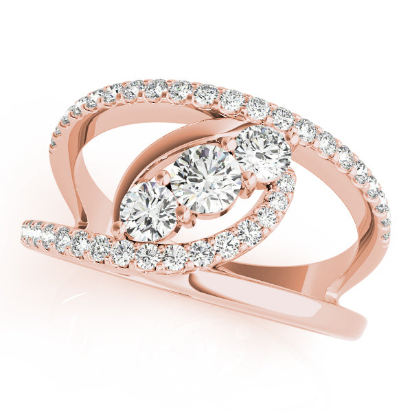 18K Rose Gold Multi-Diamond Fashion Ring