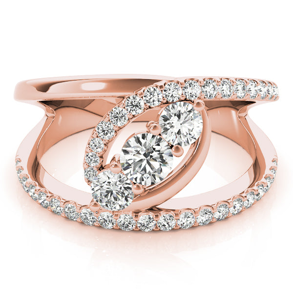 18K Rose Gold Multi-Diamond Fashion Ring