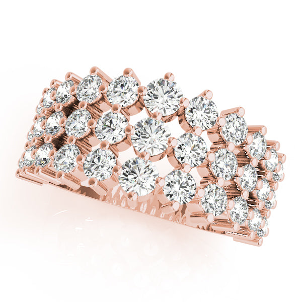 18K Rose Gold Round Diamond Fashion Ring