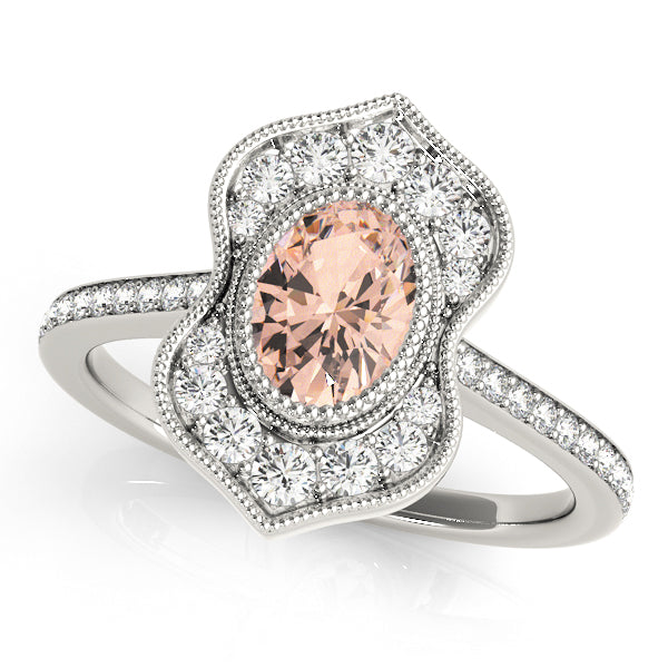 14K White Gold Oval Diamond Fashion Ring