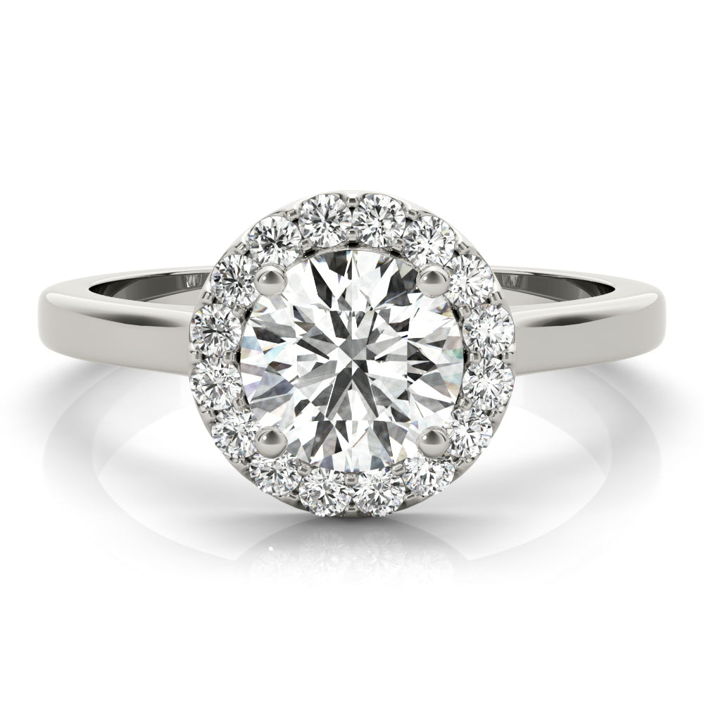 Platinum 1.25 ctw Round Diamond Halo Engagement Ring