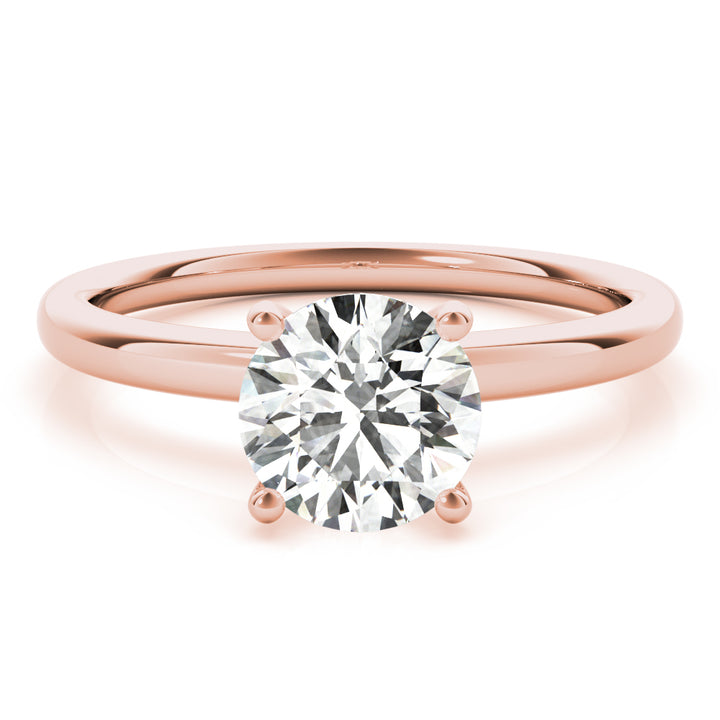 14K Rose Gold Round Diamond Solitaire Engagement Ring