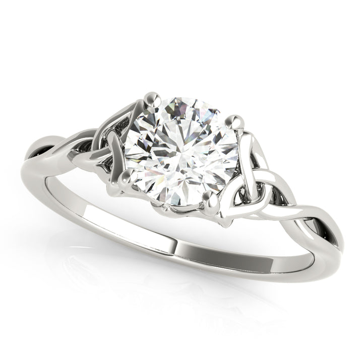 14K White Gold 1/2 CT Round Diamond Engagement Ring