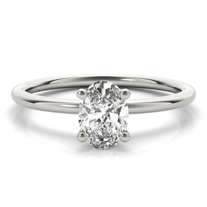 14K White Gold Oval Diamond Solitaire Engagement Ring