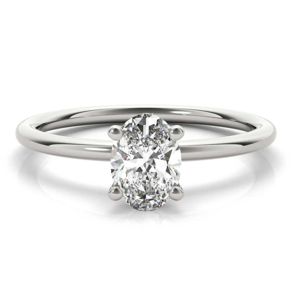 14K White Gold Oval Diamond Solitaire Engagement Ring