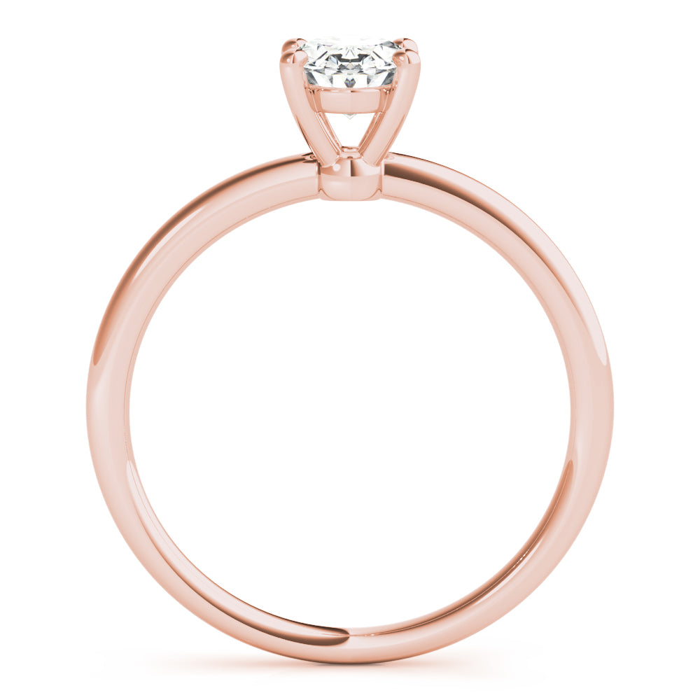 18K Rose Gold Oval Diamond Solitaire Engagement Ring