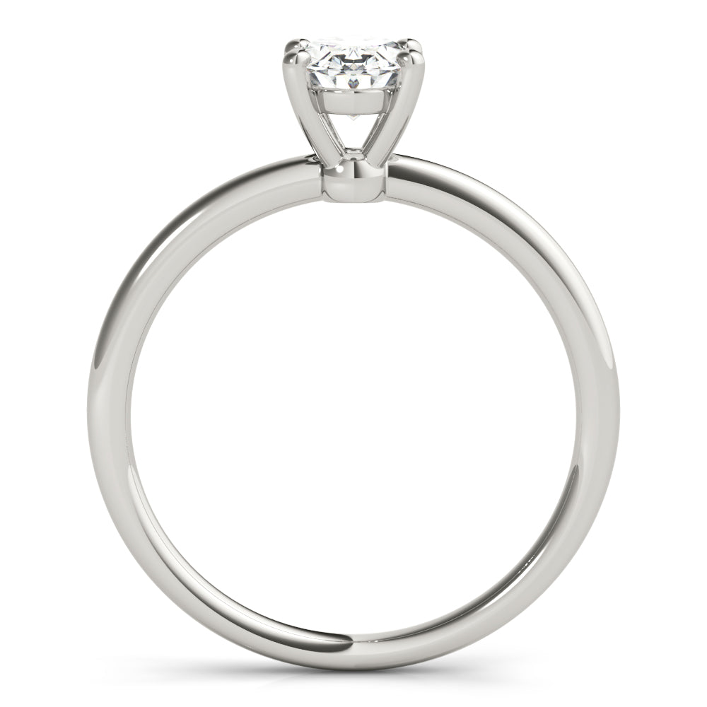 14K White Gold Oval Diamond Solitaire Engagement Ring