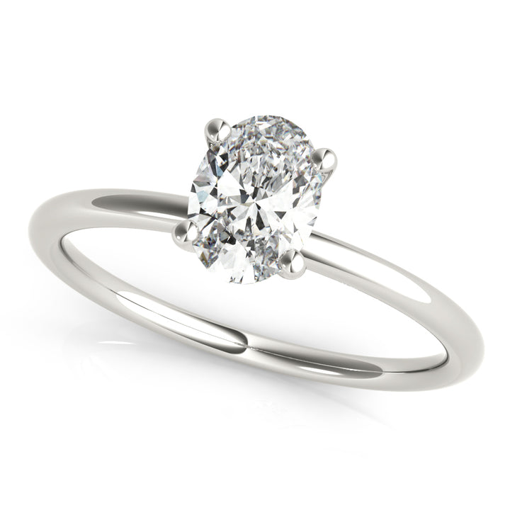 14K White Gold Oval Diamond Solitaire Engagement Ring