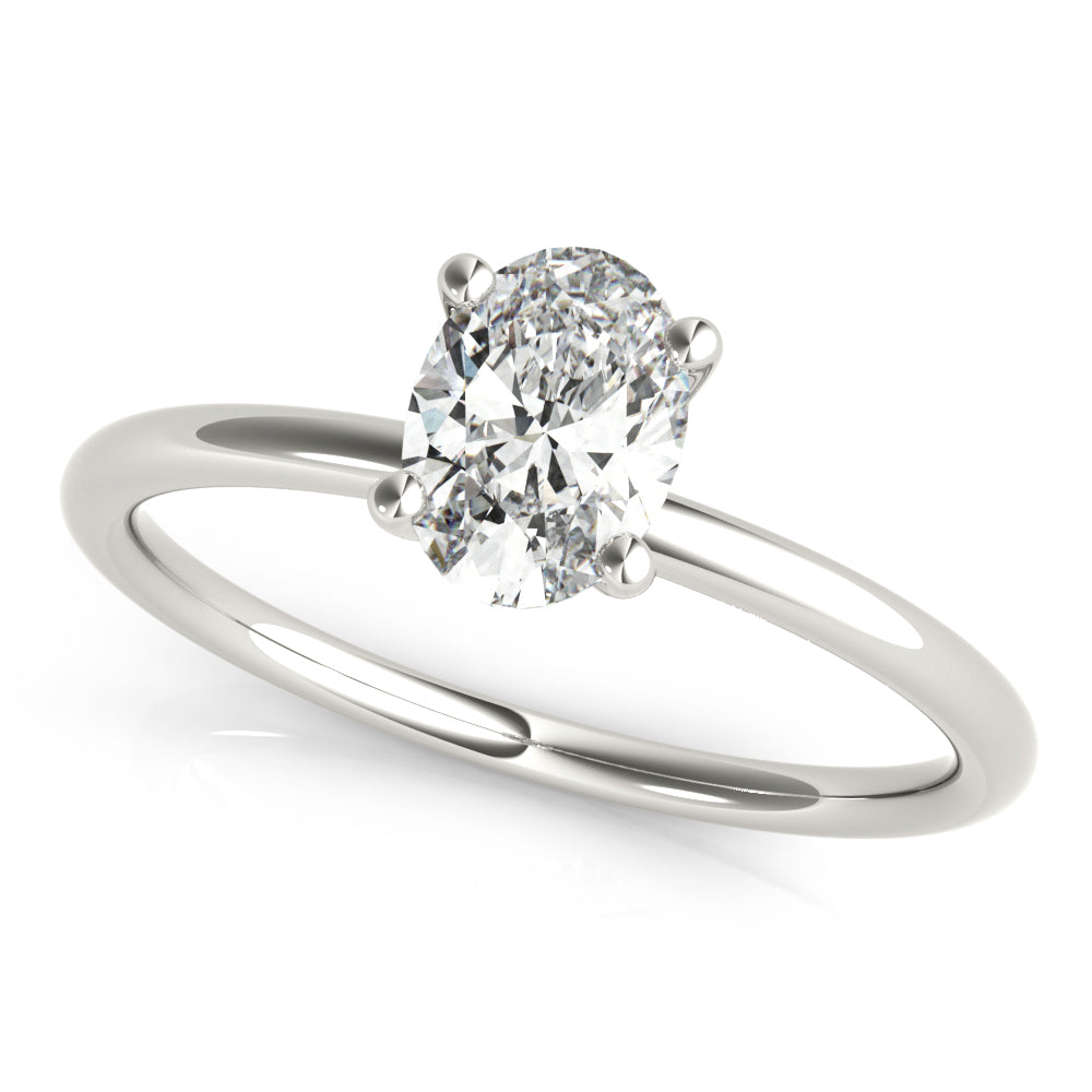 14K White Gold Oval Diamond Solitaire Engagement Ring