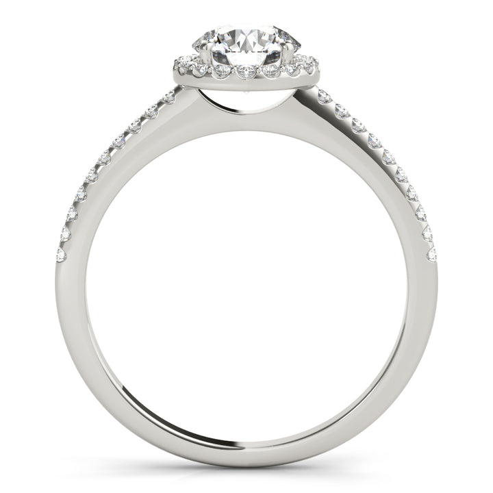 18K White Gold Diamond Halo Engagement Ring 0.5 CT