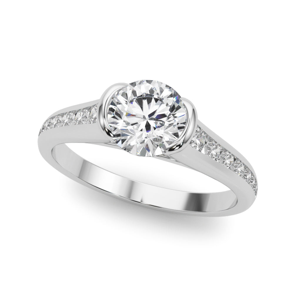 Platinum 1 1/3 ct tw Single Row Diamond Engagement Ring