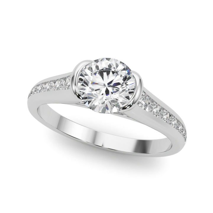 Platinum 1 1/3 ct tw Single Row Diamond Engagement Ring