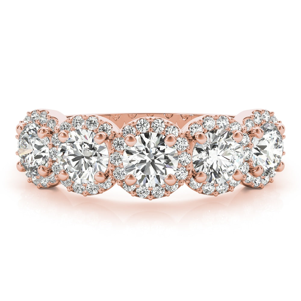 14K Rose Gold 1 1/2 ct tw Diamond Wedding Ring