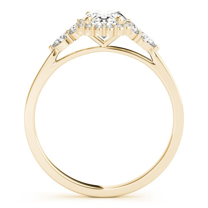 18K Yellow Gold Oval Diamond Halo Ring