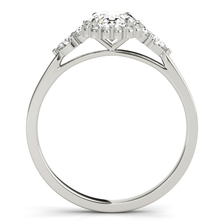 14K White Gold Oval Diamond Engagement Ring with Halo