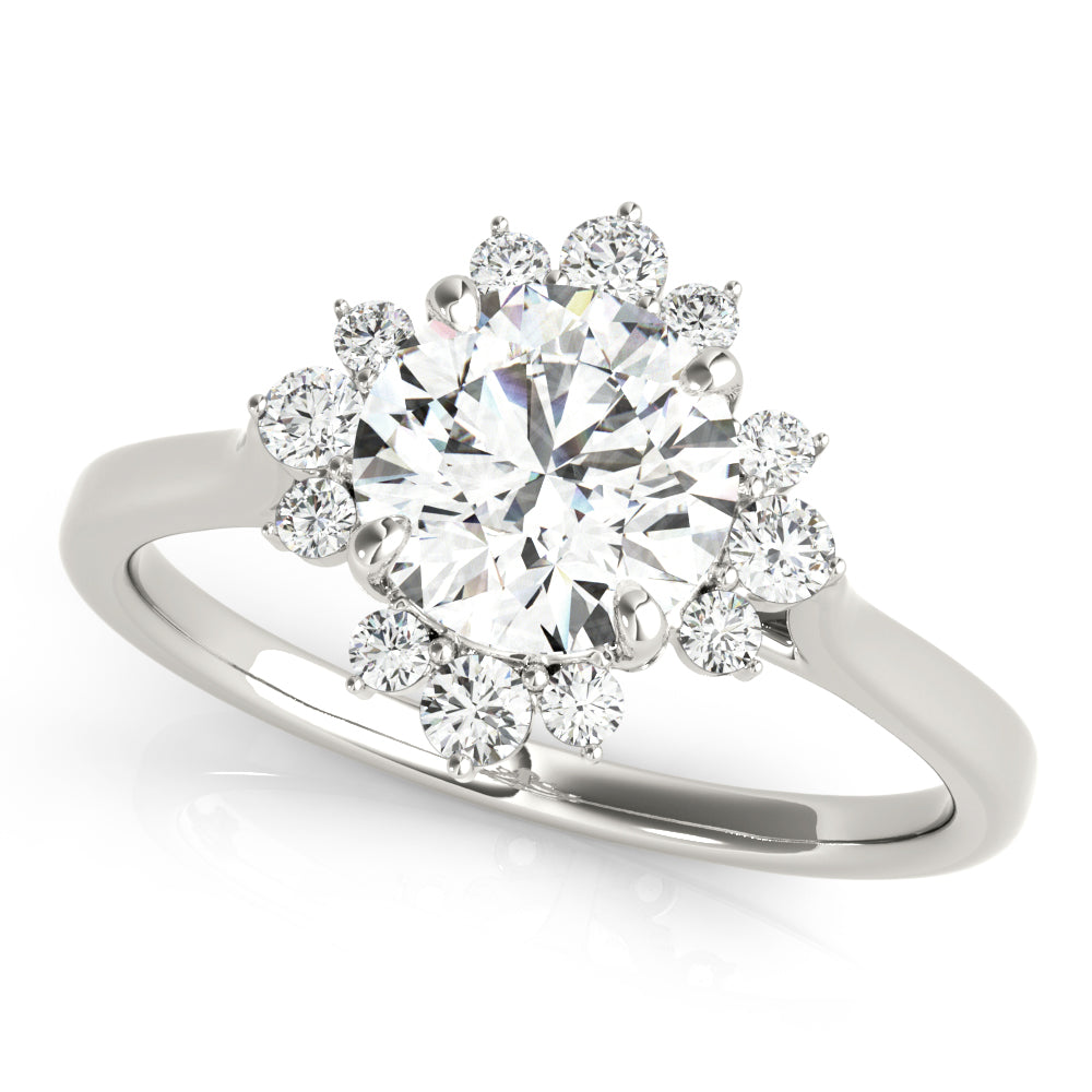 Platinum 1.2 ctw Round Diamond Halo Engagement Ring