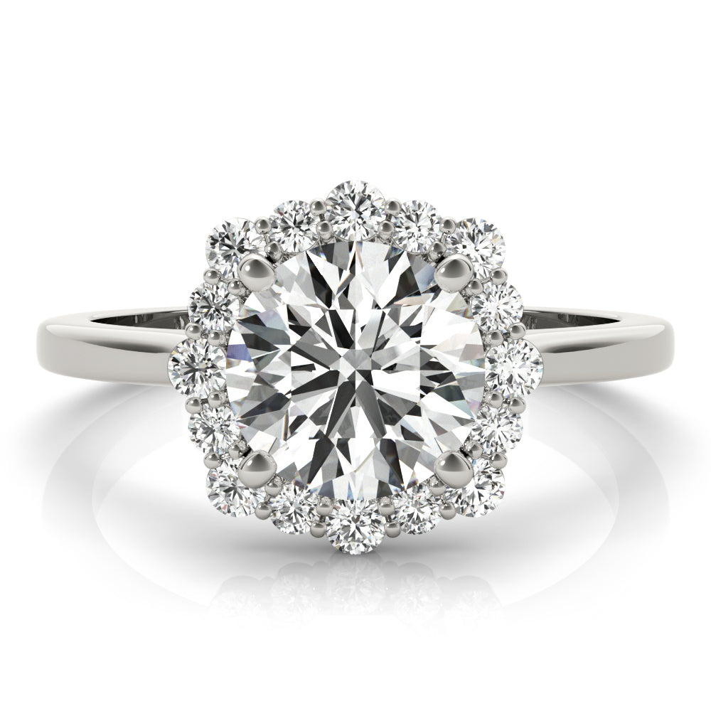 14K White Gold 1 CT Diamond Halo Engagement Ring
