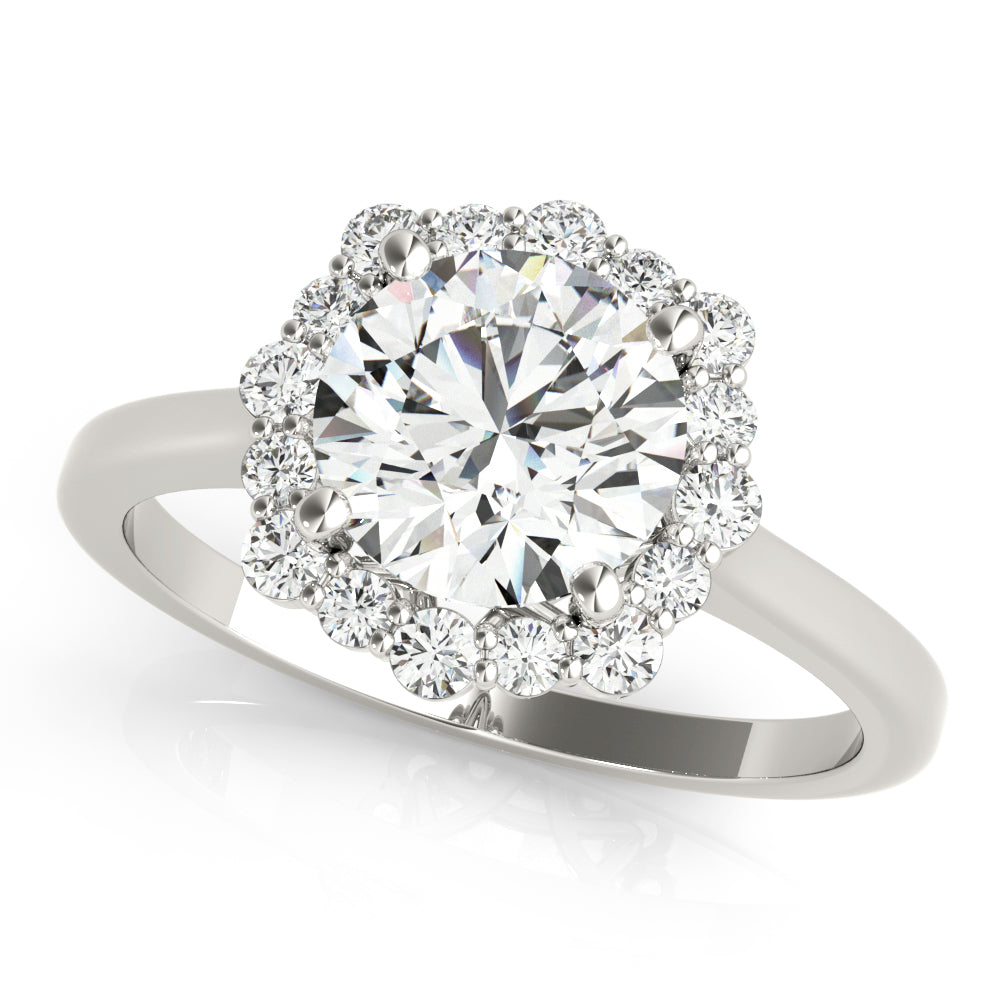 18K White Gold 1.15 ctw Diamond Halo Engagement Ring