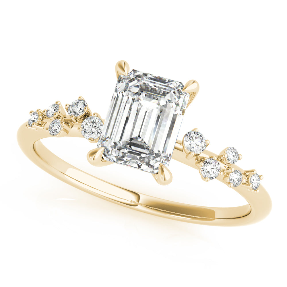 14K Yellow Gold Emerald Diamond Engagement Ring