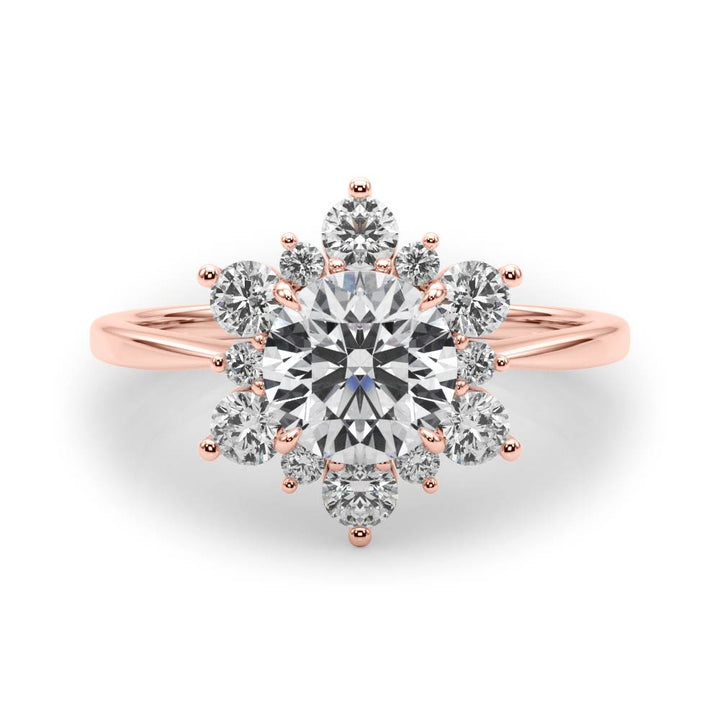 14K Rose Gold 1.5 ctw Diamond Halo Engagement Ring
