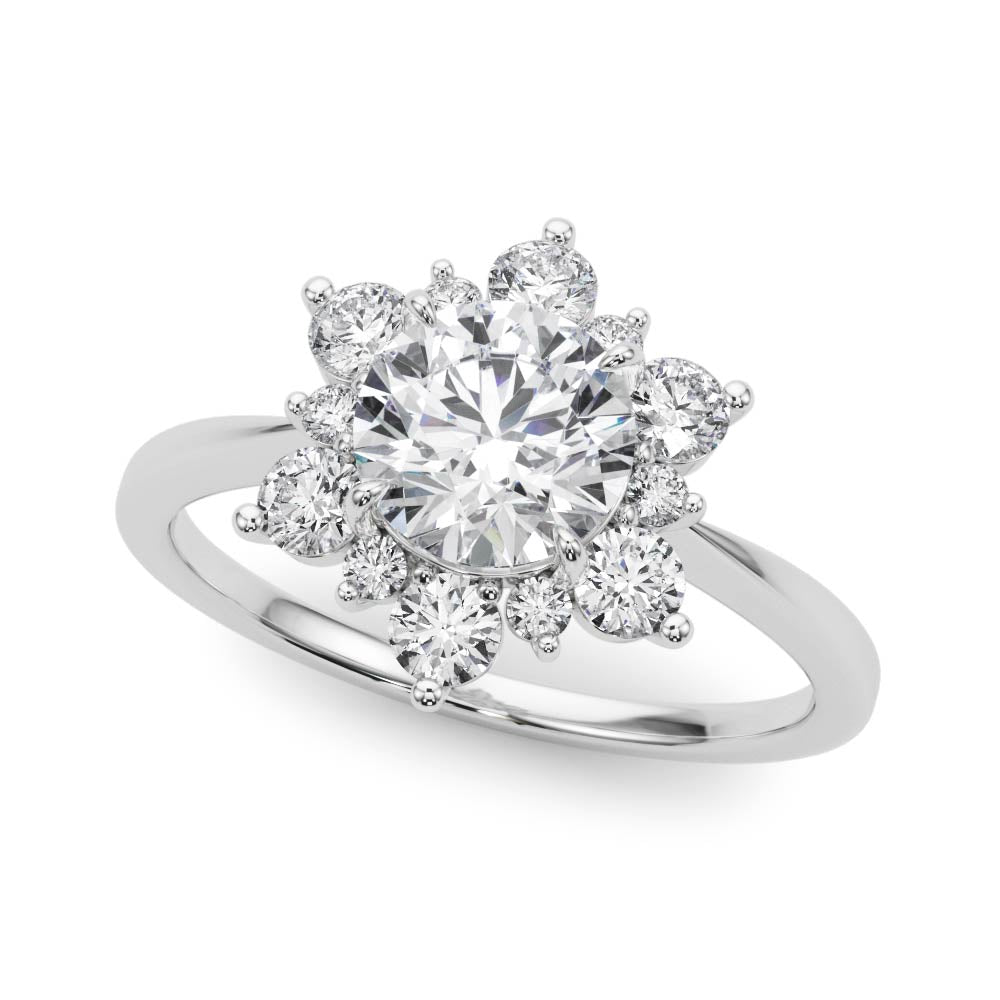 Platinum 1.5 CT TW Round Diamond Halo Engagement Ring