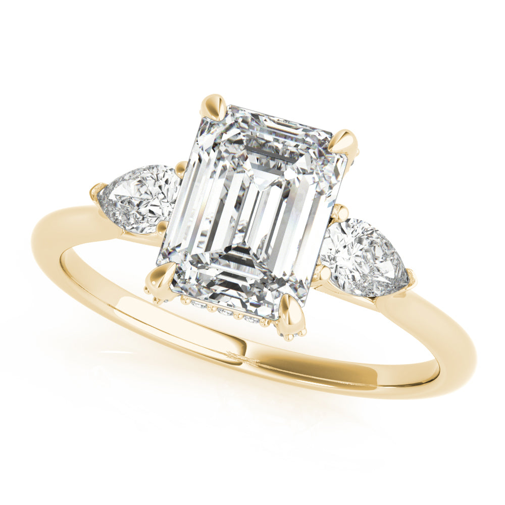 14K Yellow Gold Emerald Diamond Engagement Ring