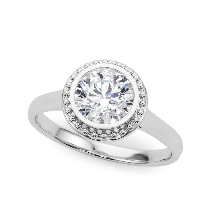 14K White Gold 1 CT Round Diamond Engagement Ring