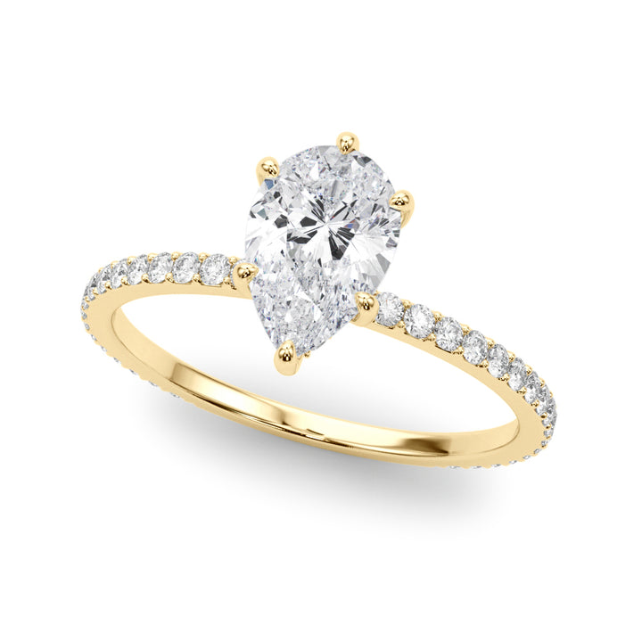 14K Yellow Gold Round Diamond Halo Ring