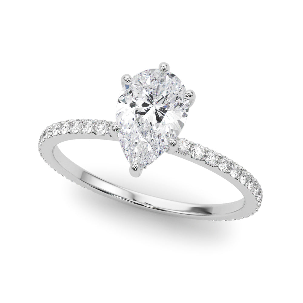 14K White Gold Diamond Halo Engagement Ring - 1/3 ctw
