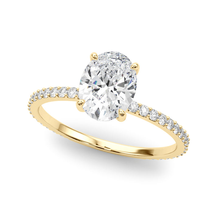 18K Yellow Gold Oval Diamond Halo Engagement Ring