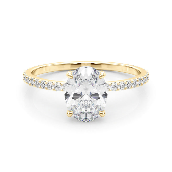18K Yellow Gold Oval Diamond Halo Engagement Ring