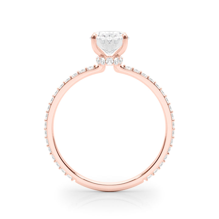 18K Rose Gold Oval Diamond Halo Engagement Ring