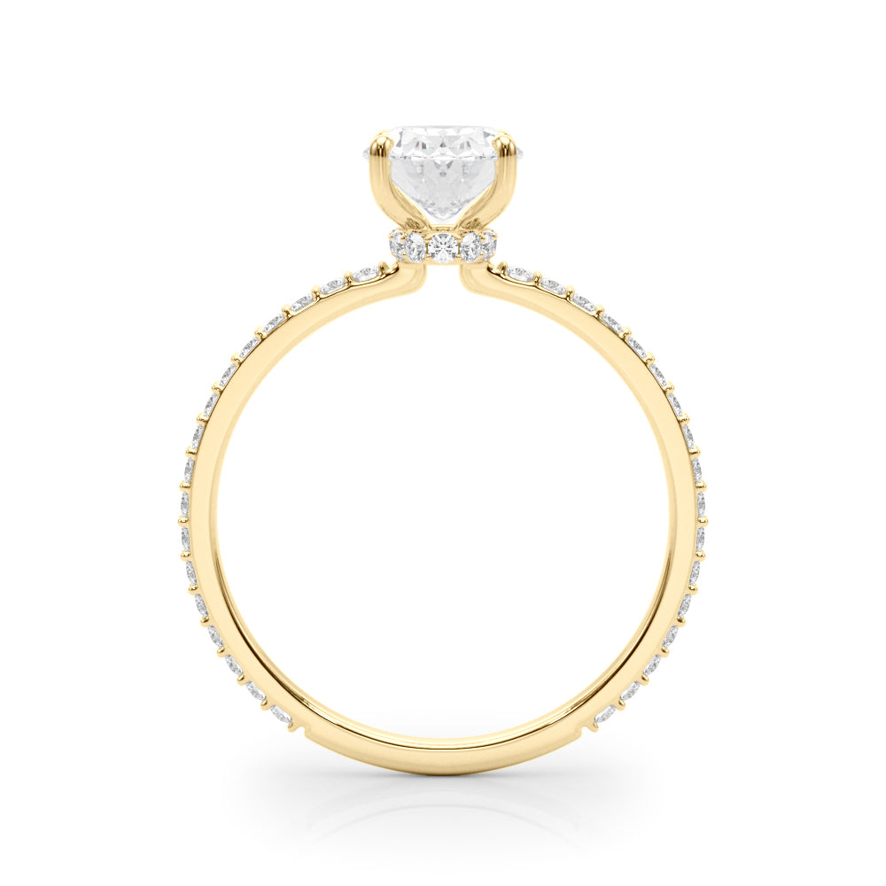 18K Yellow Gold Oval Diamond Halo Engagement Ring