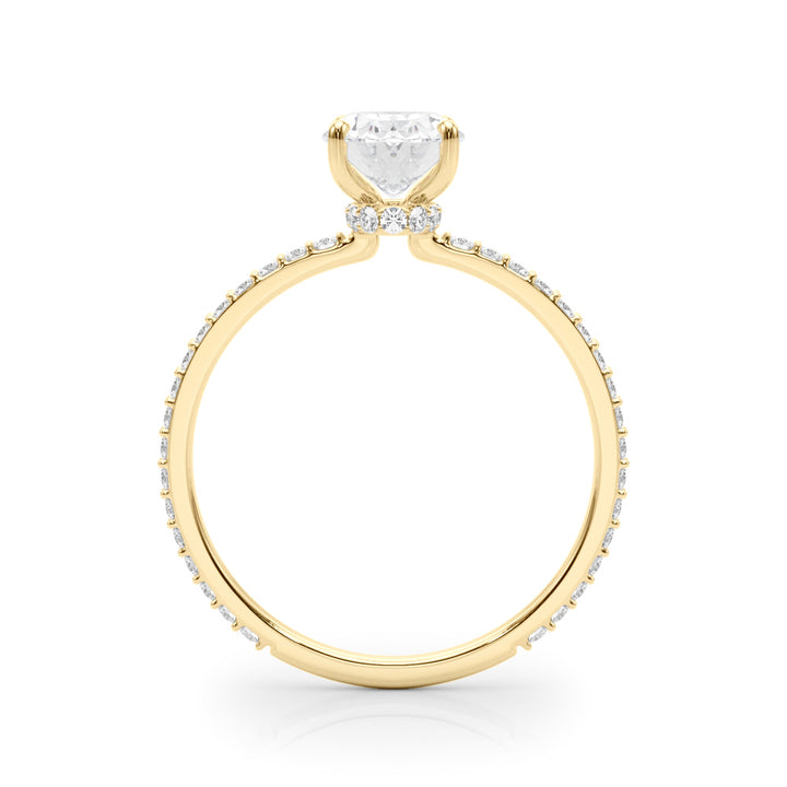 18K Yellow Gold Oval Diamond Halo Engagement Ring